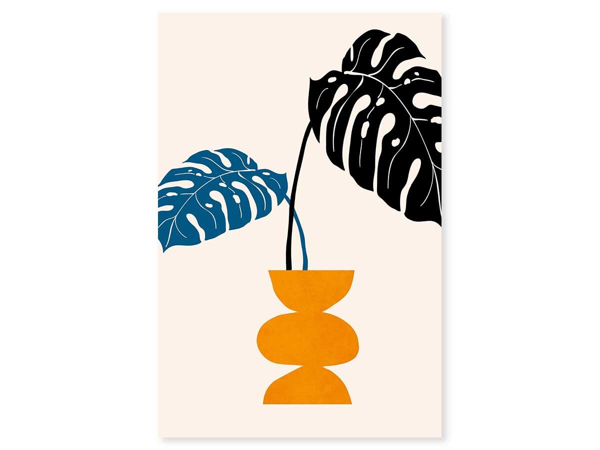 Póster gráfico de planta en maceta, fabricado en Francia, 60 x 90 cm