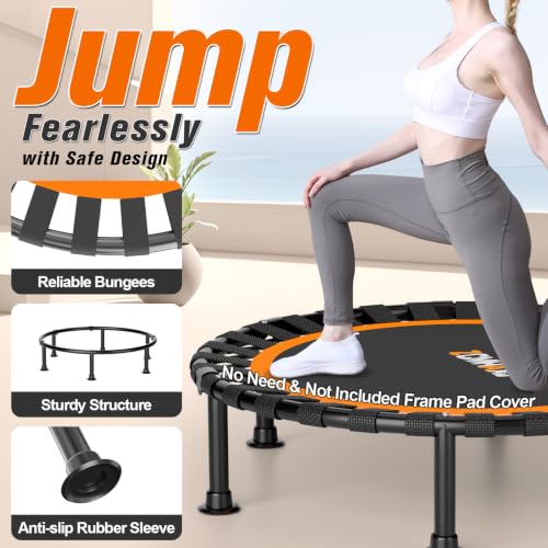 Image of ZCMHAXJ Foldable Mini Trampoline, 36 inch /40 inch /48 inch Rebounder Trampoline for Adults & Kids, 440lbs Capacity Indoor Fitness Workout Exercise Equipment