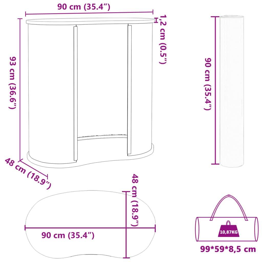 vidaXL Beursbalie inklapbaar 90x48x93 cm bewerkt hout, beursstand, beurstafel, promotionele standaard, receptiebalie, tentoonstellingsbalie