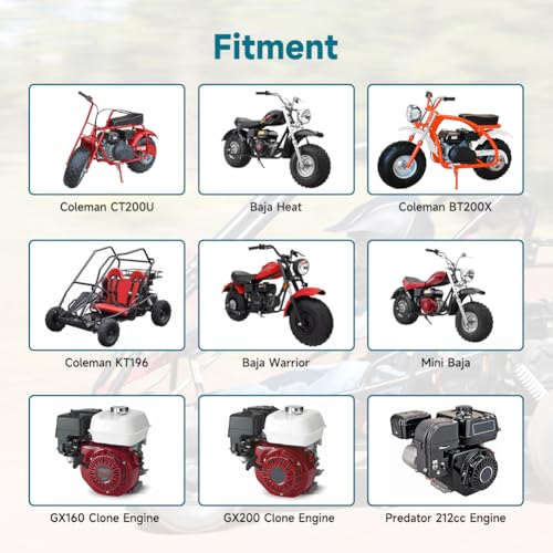 Image of FVRITO Performance VM22 26mm Carburetor Carb for Predator 212cc 196cc Coleman CT200U BT200X Mini Bike KT196 Go Kart GX160 GX200 6.5hp Clone Engine with 38mm Air Filter Intake Manifold Stage 1 Kit Red