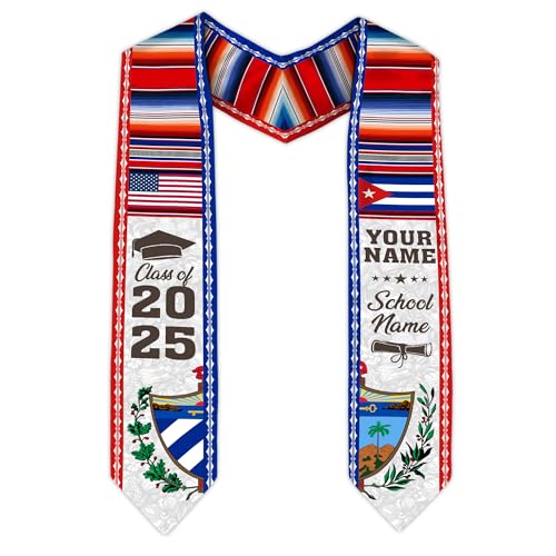 MonkeyVan Cubans Graduation Sash, Cuba Graduation Stole Custom, Personalized Cubans American Flag Graduation Sash 2025 Style 6