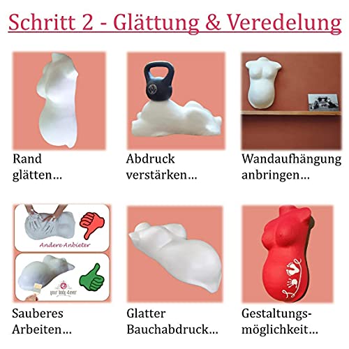 ALL-INCLUSIVE | Babybauch Gipsabdruck Set inkl. Glättung & Veredelung | Komplettset für 1A Bauchabdruck der Schwangerschaft – Bild 7