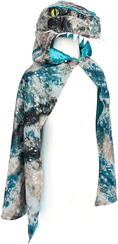 Great Pretenders Capa Raptor, verde azuladomarrón, talla 5-6, 57665, disfraz de dragón para niños