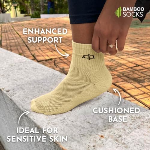 Image of HEELIUM Bamboo Socks for Women | Quarter Length | 3X Softer than Cotton Socks | Odour-Free & Breathable | Superior Comfort & Cushioned Base