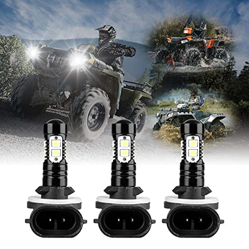 MODIGT 881 889 LED Headlight Bulbs 12V 6000K Super White Color Compatible with Polaris Sportsman 500 550 570 600 700 800 850 XP Replacement 18SMD Fog Lights（3 Packs）