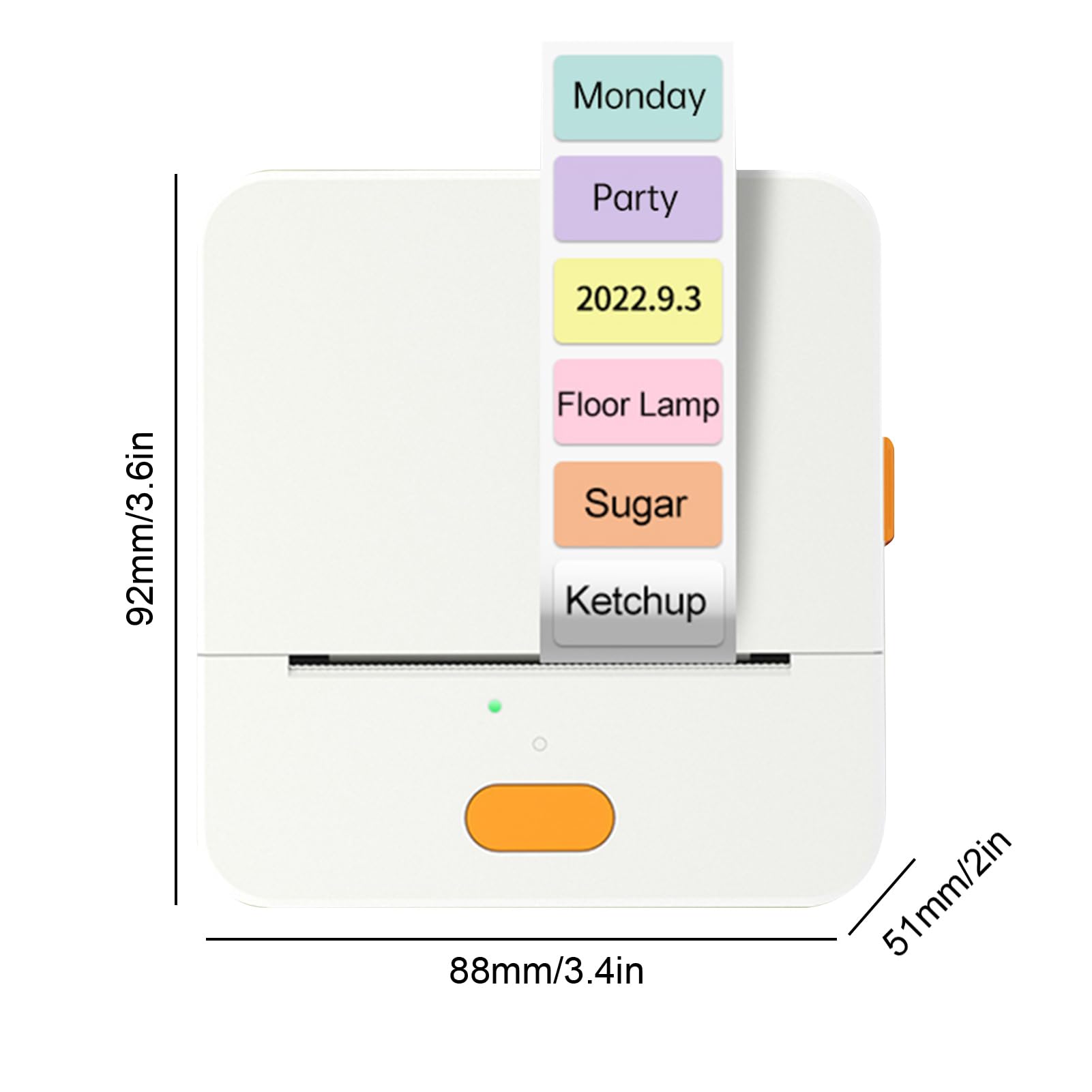 Stampante Termica per Adesivi Tascabile da 57 Mm USB BT Connect Compatibile con IOS per Etichettatura Marcatura Cartellini dei Prezzi Amici di Famiglia Verde (Bianca)