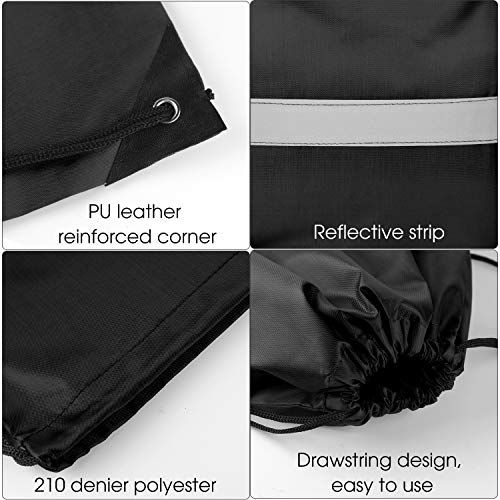 Image of KUUQA 12 Pcs Drawstring Backpack Bag Bulk Reflective Backpack Black String Bags Cinch Sack Backpack for Team Yoga Sport Gym Traveling