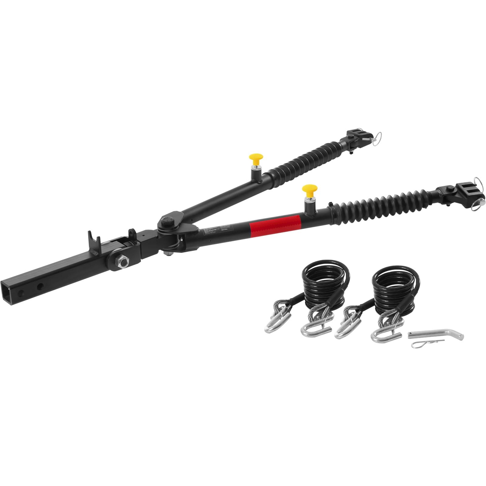 Photo 1 of VEVOR Tow Bar, 7500 lbs Towing Capacity with Ropes, Powder-Coating Alloy Steel Bumper-Mounted Universal Towing Bar with Max 52 inches Telescopic Rod, Fits 2-inch Connector, for RV Car Trailer Truck