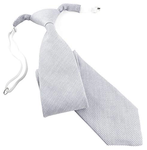 TigerTie Kinderkrawatte Pique in hellgrau-weiss gemustert - vorgebunden mit Gummizug