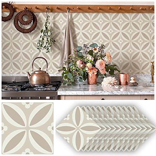 Alwayspon 12PcsX15cm/6inch Retro Tile Sticker, Self Adhesive Stick on Tiles Transfer Sticker for Bathroom Kitchen, Splashback for Cooker, Peel and Stick Adhesive Vinyl Wall Tiles Sticker - Image 4