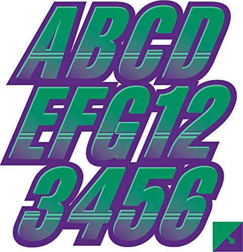 Image of STIFFIE Techtron Seafoam Green /Purple 3 inch Boat & PWC Registration Decals • Numbers Letters Stickers