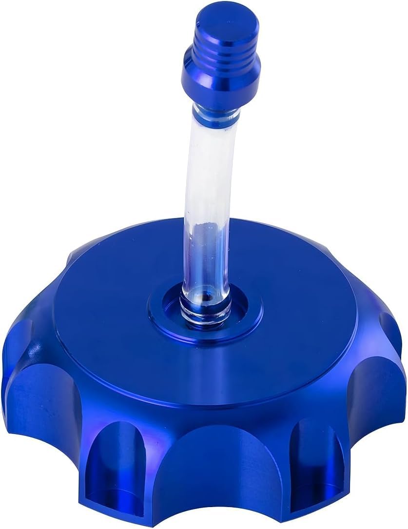BELOMI CNC Motorcycle Gas Tank Cap, Aluminum Hexagonal Motorbike Fuel Tank Cover with Breather Valve, Motor Accessories for 50cc 70cc 90cc 110cc 125cc 140cc 150cc 160cc Dirt Pit Bike (Blue)