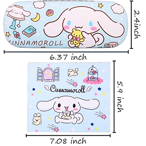 Image of ADBGV Cute Stylish Hard Shell Eyeglasses Cases Protective Case Storage Box With Glasses Cloth Eyeglass Strap for Girl Teen