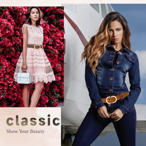 YARIEW 4 Pack Leather Belts for Women Women's Belts for Jeans Pants Stretchy Belt for Women Fashion Ladies Dress4