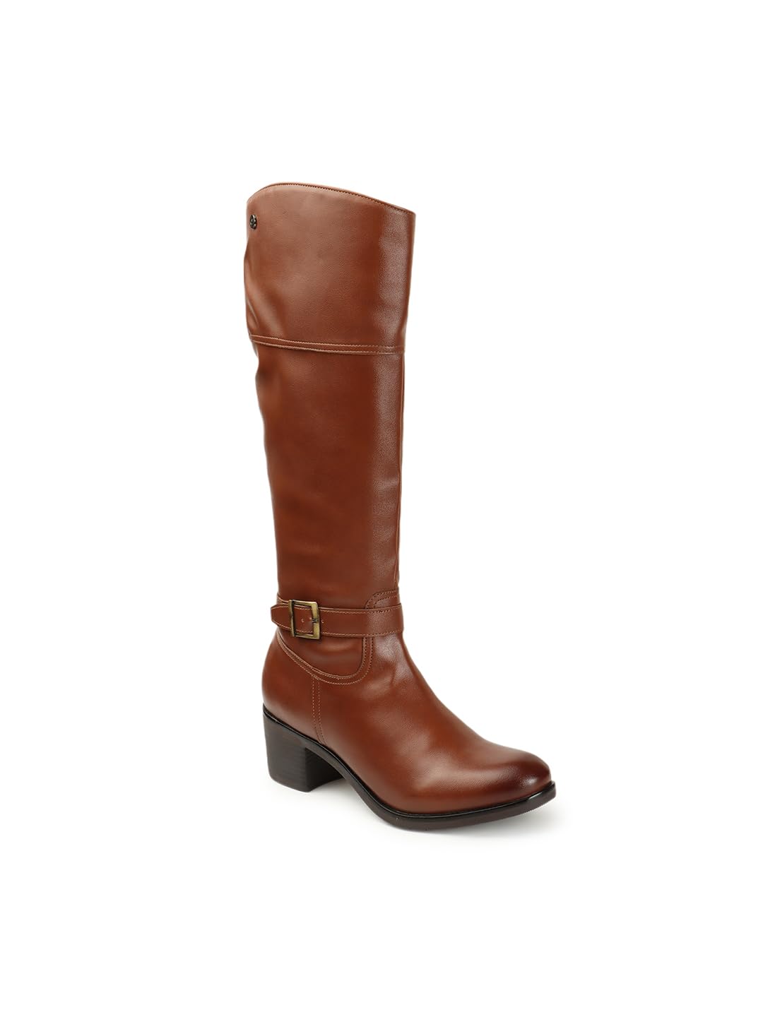 carlton london Women's Premium Knee-High Riding Boots with Buckle Detail, Trendy Zipper,Modern Boot-picture-55
