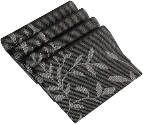 Image of GDNK Washable PVC Heat Resistant Colorful Place Mats for Kitchen Dining Table Mates Washable Heat-Resistant for Dining Table (4 Pack) (Black)