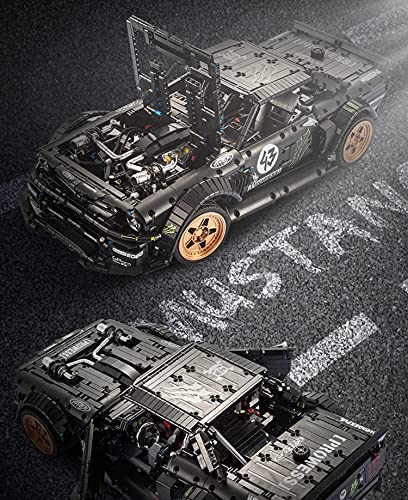 QIXIAOCYB XSuper Technics Race Car-Modell für verbesserte Mustang mit goldenen Rädern, Mini Fordcar 3145PCS RC Racing… – Bild 6