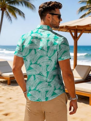 Image of Yoimira Hawaiian Shirts for Men, Print Mens Casual Short Sleeve Button Down Shirts Floral Aloha Beach Shirt