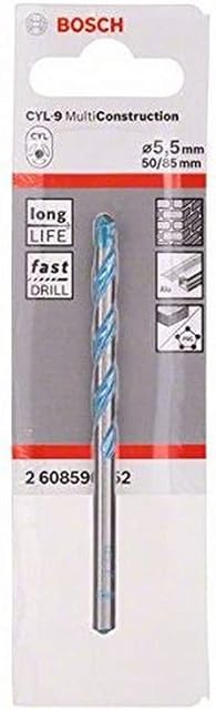 Bosch 2608596052 CYL-9 Multi Purpose Drill Bit, 5.5mm x 50mm x 85mm, Silver