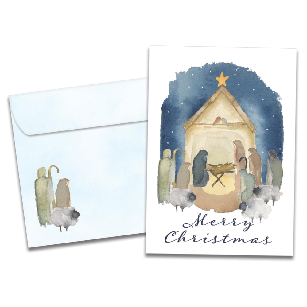 Tree-Free Greetings - Tarjetas de felicitación de temporada - Diseños artísticos - 12 tarjetas + sobres a juego - Fabricado en Estados Unidos - Papel 100% reciclado - 5 x 7 - Milagro de la Natividad
