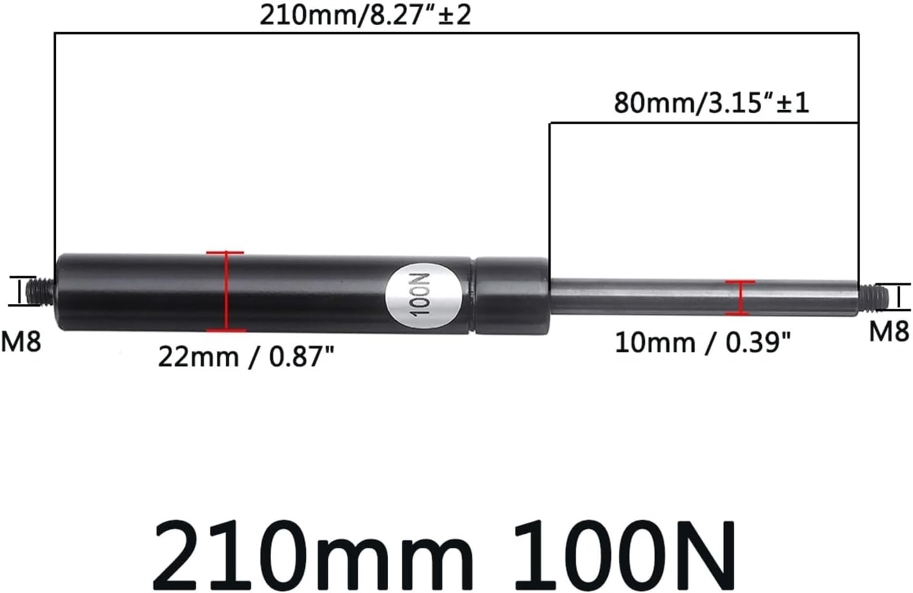 Podnośnik do maski silnika, 2 sztuki, 210-610 mm, 100 N, 10 mm, sprężyny gazowe, wspornik maski, amortyzatory, do samochodów kempingowych, autobusów, przyczep kempingowych