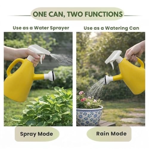 Image of Urban Upvan Watering and Spray Dual-Use Watering Can 1L | Garden Watering Sprayer Bottle with Adjustable Nozzle | Indoor Outdoor Plant Watering Tool for Home, Balcony & Garden (Yellow)