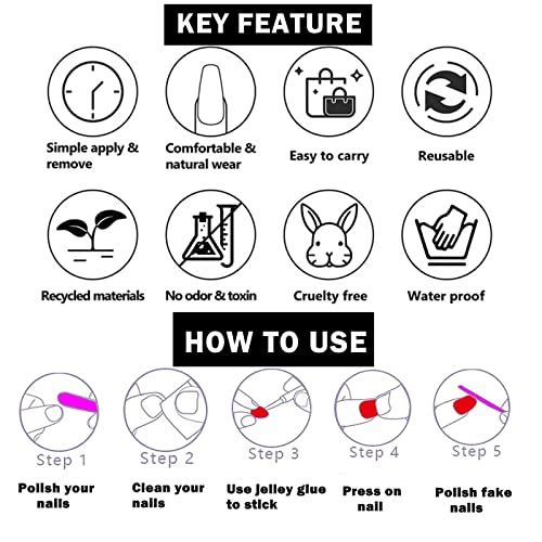 Sixdian Press On Nails Long Coffin With 3D Crown Designs, Black And White Fake Nails With Glue On Nails Glitter False Nails Acrylic Nails Press On Artificial Full Cover Fasle Nails For Women And Girls 24 Pcs (Bd Style) #TOP6