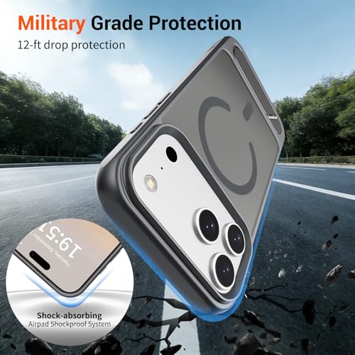 Image of SUPFINE Magnetic for iPhone 17 Pro Case Translucent Matte Phone Cover | (Built-in Invisible Kickstand)(Compatible with MagSafe)(Military Grade Drop Protection) Gray