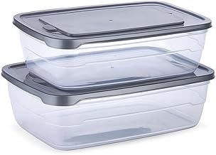 Rectangular Plastic Storage Container Set, BPA Free, Airtight, Leakproof, Food Grade Fridge Storage Containers (2200ml, 3500ml), Pack of 2