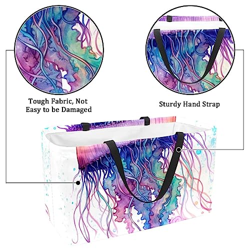 Sac d'épicerie réutilisable méduse colorée | Grand panier pliable - 4