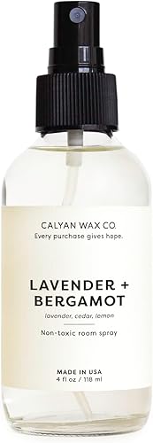 Calyan Wax Co. Espray Natural de Lavanda y Bergamota para Habitación Infundido con Aceites Esenciales, Ambientador en Aerosol y Bruma Aromática en