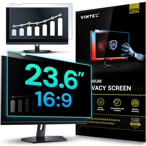 VINTEZ 23.6 Inch 16:9 Privacy Screen for Computer Monitor and Laptop - Anti Glare Protector Film Blue Light Filter Eye Protection - Computer Screen Privacy Shield, [1 Pack]