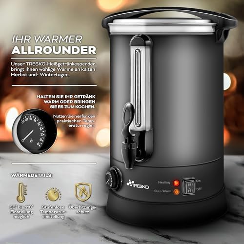 Bild 1 - TRESKO® Glühweinkocher 20L / 2500W Einkochautomat aus Edelstahl Glühweinkessel Glühweinautomat Heißgetränkeautomat Heißwasserspender