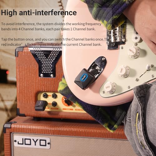 JOYO JW-06 sistema inalámbrico para guitarra 5.8GHz con estuche de carga y pedales de guitarra bajo R-26 Overdrive con EQ y reducción de ruido miniatura 7