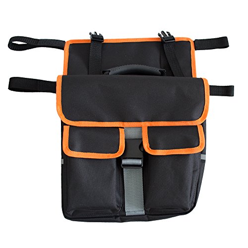 Unistrengh Bicycle Back Pannier Bags Bike Rear Seat Bag Cycling Rack Grocery Pannier Road Moutain Bike Storage Bag (Black With Orange Edge) #TOP4