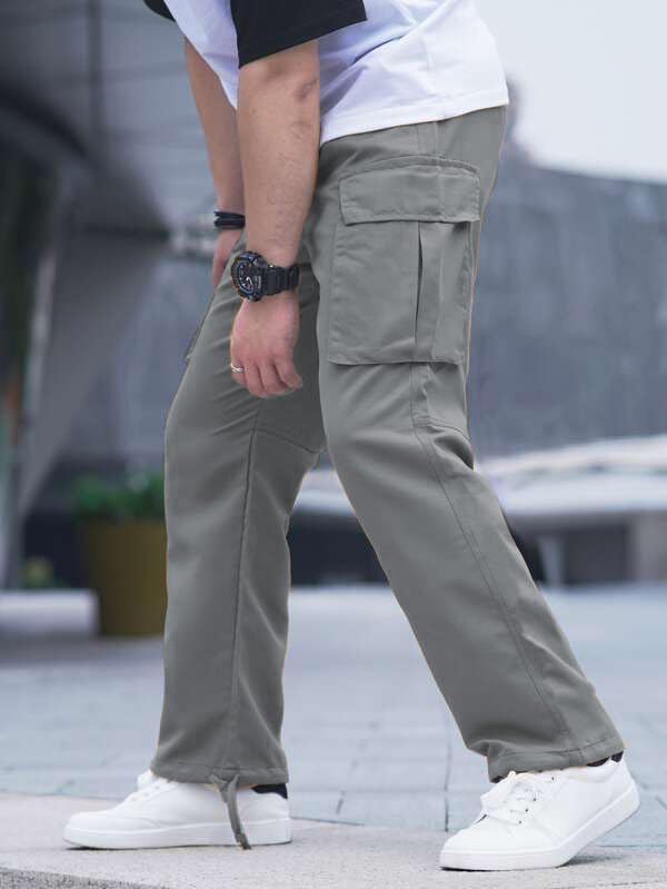 HUNGSON Mens Cargo Pants Drawstring Casual Hiking Pants Joggers Athletic Trousers Cotton Loose Straight Sweatpants for Men - Image 3