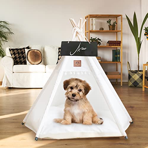 Dog Teepee Pet Tent Portable Dog Houses Puppy Teepee Cat Bed with Thick Cushion - Image 3