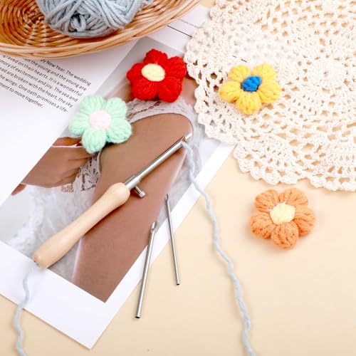 Image of JJUNW 5 Pcs Punch Needle Tool, Interchangeable Head Punch Needle Frame, Embroidery Pen for Beginner DIY Craft Floss Cross Stitching
