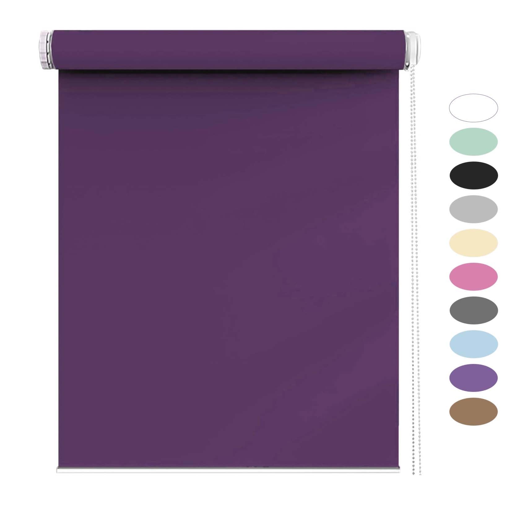 Verdunkelungsrollo Klemmfix 60 x 100 cm UV-Lichtschutz Innenjalousien anpassbar Für Schlafzimmer und Wohnzimmer, Lila