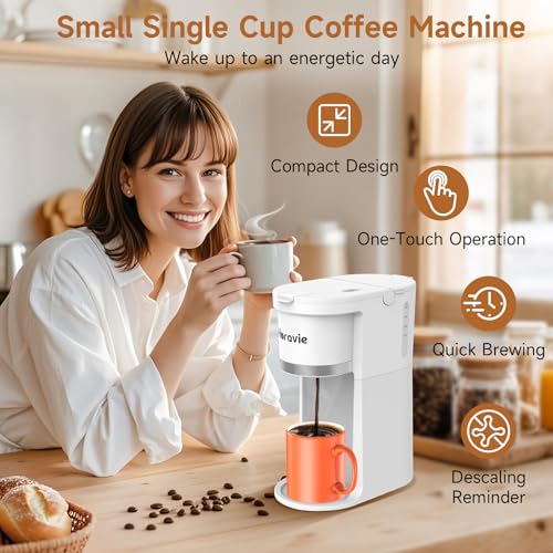 Image of Small Single Serve Coffee Maker, One Cup Coffee Machine for K-Cup & Grounds