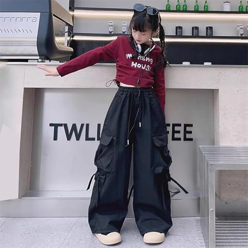 Girls' Parachute Cargo Pants Joggers Hiking Running Workout Outdoor Sweatpants Oversized Loose Fit Y2k Lounge Trousers3