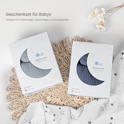 lulumoon Musselin Kinderbettwäsche 100x135: Bettbezug 100x135 + Kissenbezug 40x60cm aus Baumwolle Oeko-TEX Standard – Leicht und Komfortabel Bettwäsche Set für Baby Kinder