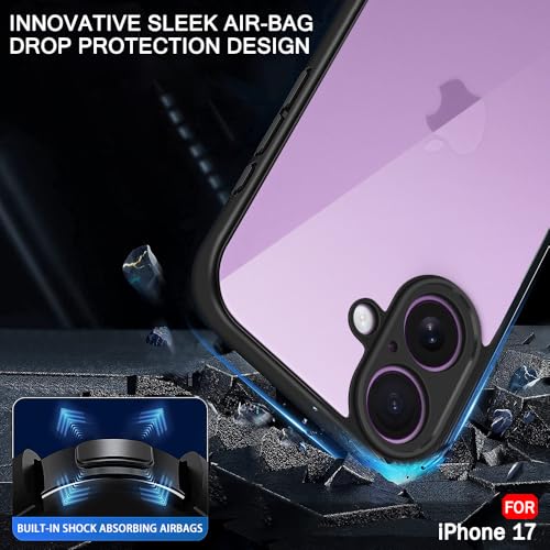 Image of TheGiftKart Ultra-Hybrid Shockproof Sleek Armor Back Cover Case for iPhone 17 | 360 Protection | Crystal Clear Hard Back Cover Case for iPhone 17 (PC & TPU, Transparent Clear Back, Black Sides)