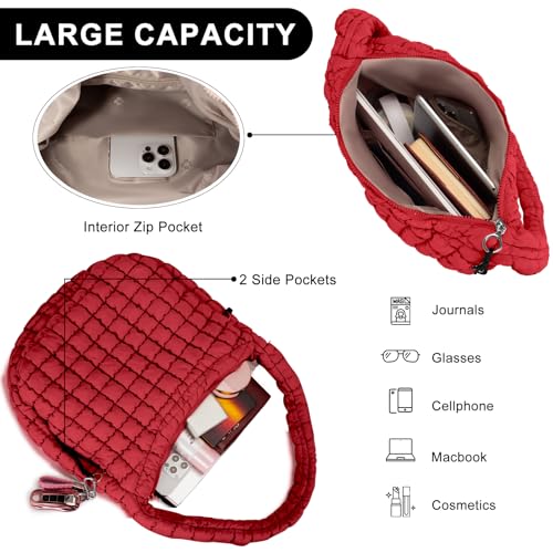 Image of GASSDA Puffer Tote Bag for Women Large Quilted Puffy Lightweight Carryall Crossbody Tote Bag for Women