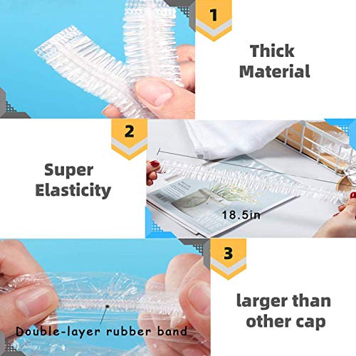YIZIJIZI Disposable Shower Caps, 110Pcs Individually Packaged, Large&Thick Waterproof Shower Cap,Transparent Plastic Hair Processing Cap, Used in Home, Beauty Salon, Hotel,Food Service (white)