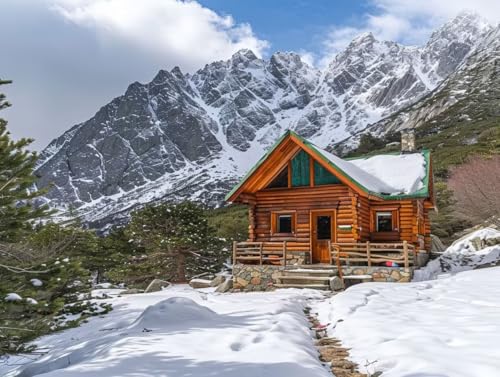 Diamond Painting Chalet de Montagne 50x70 cm | Kit Broderie Diamant 5D
