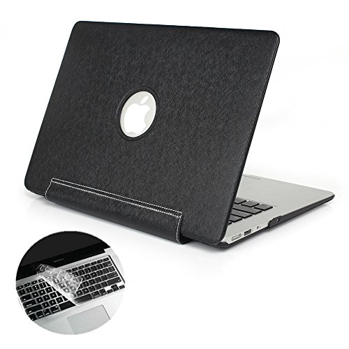 Se7Enline Compatible With Macbook Pro 13 Inch Case A1502/A1425 2010/2011/2012/2013/2014/2015 Silky Pu Leather Coated Plastic Hard Cover Protective Sleeve Carrying Cover With Keyboard Cover,Black #TOP29
