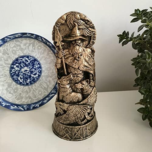 mozhixue Odin Statue Norse Gods Statues Scandinavian Pantheon Ornaments Resin Viking Mythology Figurines Table Decorative Gift,Odin