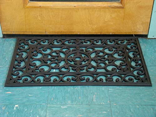 Kempf 1682 Rubber Scroll Doormat Rectangular, Wrought Iron, Black, Indoor Outdoor Entrance Mat thumb #3
