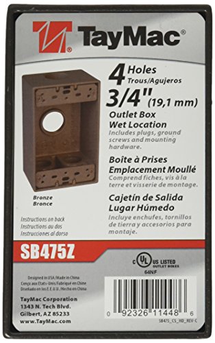 Taymac Sb475Z Weatherproof Box, 1-Gang, (4) 3/4-Inch Outlets, Bronze #TOP12